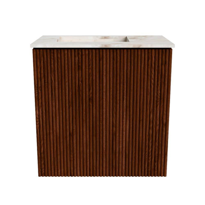 Mondiaz JOYA-DLUX 40cm toiletmeubel - kleur Ruby - Wastafel FAYE positie Links Zonder kraangat kleur Frappe.