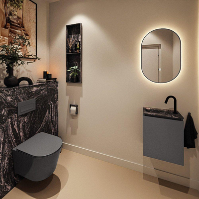 MONDIAZ TURE-DLUX meuble WC 40 cm Dark Grey. EDEN lavabo Lava position gauche. Avec 1 trou de robinet.