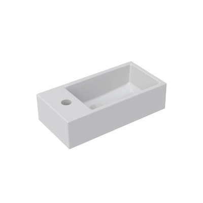 Riho Livit Tiny Lave-mains – avec trou pour robinet à gauche – 41 x 20,5 x 10,5 cm – en résine minérale blanche