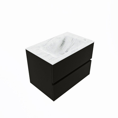 Mondiaz VICA-DLUX ensemble de meuble de salle de bain - 70cm - meuble sous-vasque urban - 2 tiroirs - lavabo encastré cloud milieu - sans trous de robinet - version haute de 60cm - opalo