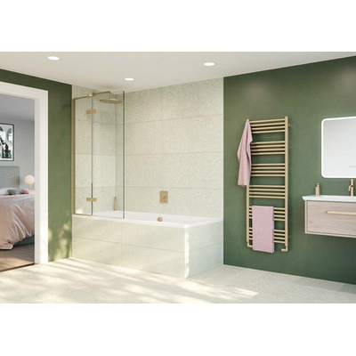 Crosswater Optix 10 Badwand - 90x150cm - 2-delig - links - 180graden - geborsteld messing (goud)