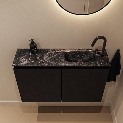 MONDIAZ TURE-DLUX Meuble de toilette 80cm Urban. EDEN lavabo Lava position droite. Avec 1 trou de robinet.