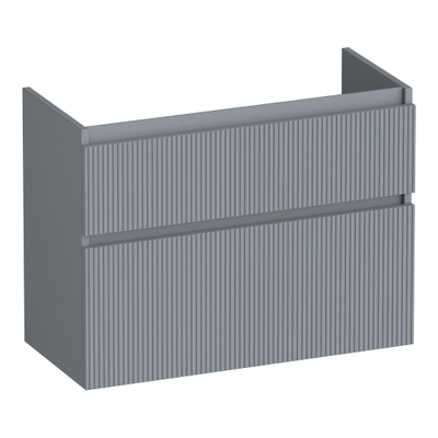 BRAUER Delight Wavy meuble sous-lavabo peu profond 80 2 tiroirs softclose - sans poignée - 1 découpe pour siphon - gris mat