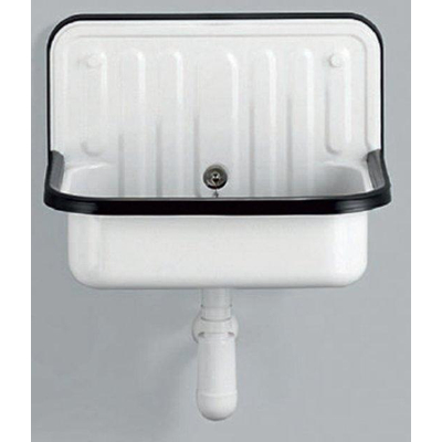 Alape AG évier de vidange en tôle d'acier 51cm avec trop-plein avec bord de protection noir Blanc brillant