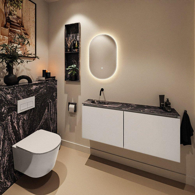 MONDIAZ TURE-DLUX Meuble toilette - 120cm - Linen - EDEN - vasque Lava - position gauche - sans trou de robinet