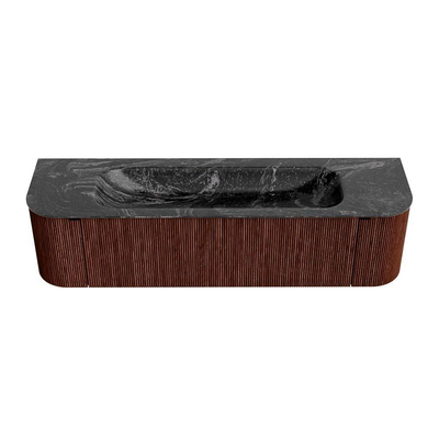 Mondiaz KURVE-DLUX Badkamermeubelset - 170x46x40cm - 1 lade - 2 deuren - wastafel solid surface - midden - 1 kraangat - Ruby