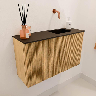 Mondiaz JOYA 70cm meuble de salle de bains WC - couleur Oak - Vasque FAYE position Droite Sans trou de robinet couleur Urban.