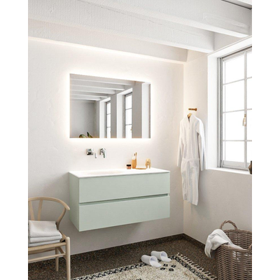 Mondiaz VICA Ensemble de meuble de salle de bain - 100cm - meuble sous-vasque gris - 2 tiroirs - lavabo moon gauche - sans trou de robinet version XL 60cm de haut