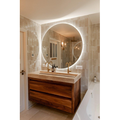 Forzalaqua Gela 2.0 wastafelonderkast 120x51x60cm met 2 softclose greeploze lades Massief Eiken Pure Walnut