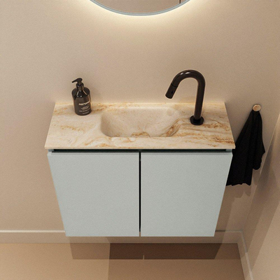 MONDIAZ TURE-DLUX Meuble WC 60 cm Greey. Lavabo EDEN Frappe position milieu. Avec 1 trou de robinet.