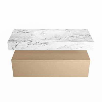 MONDIAZ ALAN - DLUX Badkamermeubelset - 110cm - onderkast - Oro - 1 lade - vrijhangende wastafel - wasbak midden - 1 kraangat - Glace