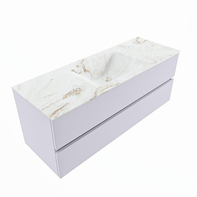 MONDIAZ VICA-DLUX Ensemble meuble de salle de bains - 130cm - meuble bas cale - 2 tiroirs - lavabo encastré cloud central - sans trous de robinet - version hauteur 60cm - frape