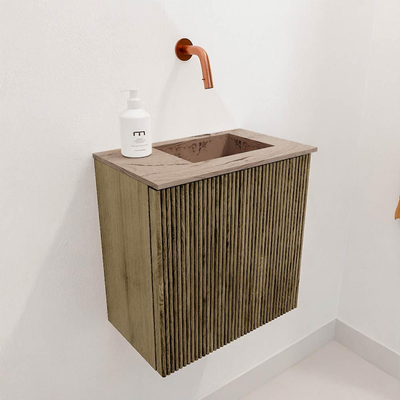 Mondiaz JOYA-DLUX Meuble de toilettes 40 cm - couleur Dusk - Lavabo FAYE position Droite Sans trou de robinet couleur Arena.