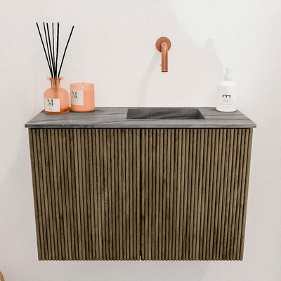 Mondiaz JOYA-DLUX 60cm toiletmeubel - kleur Dusk - Wastafel FAYE positie Rechts Zonder kraangat kleur Sombra.