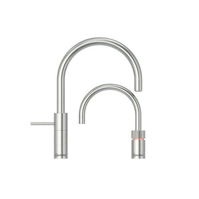 Quooker BE Nordic Round Twintaps robinet d'eau bouillante - bec pivotant - réservoir PRO3 - Eau chaude / bouillante - Inox