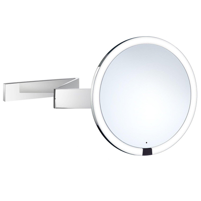 Smedbo Outline Miroir de maquillage rotatif mural avec éclairage LED diamètre 20cm grossissant 7x USB Chrome