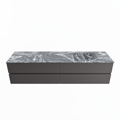 MONDIAZ VICA-DLUX Badkamermeubelset - 200cm - onderkast dark grey - 4 lades - inbouw wastafel cloud rechts - 1 kraangat - spiegel model spot - XL versie 60cm hoog - lava