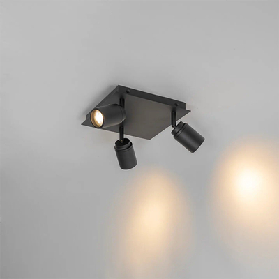 QAZQA Ducha badkamer plafondlamp - 23x23cm - 3 spots - IP44 - vierkant - mat zwart