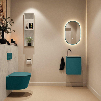 MONDIAZ TURE-DLUX Meuble toilette - 40cm - Smag - EDEN - vasque Opalo - position droite - 1 trou de robinet