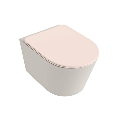 MONDIAZ LAVIE wandclosetpack - 36x53cm - diepspoel - rimless - Linen (offwhite) - softclose - quick-release - toiletzitting - Rosee (roze)