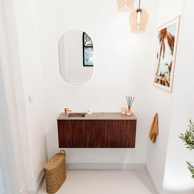 Mondiaz JOYA-DLUX 100cm toiletmeubel - kleur Ruby - Wastafel FAYE positie Links 1 kraangat kleur Arena.