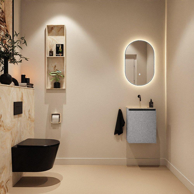 MONDIAZ TURE-DLUX Meuble toilette - 40cm - Plata - EDEN - vasque Frappe - position centrale - sans trou de robinet