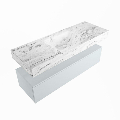 Mondiaz ALAN-DLUX Ensemble de meuble - 130cm - meuble Clay mat - 1 tiroir - Lavabo Cloud Glace suspendu - vasque Centre - 0 trous de robinet