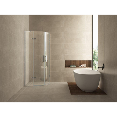Wiesbaden Double Cabine kwartrond - met 2 draaideuren - 90x90x200cm - 8mm - nano helder glas - chroom