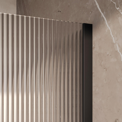 BRAUER Oblivion Inloopdouche - 120x200cm - 30cm zijwand - helder ribbel glas - glascoating - Mat Zwart