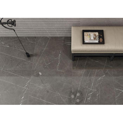 ÉCHANTILLON Cifre Ceramica Pietra Antracite brillant Carrelage de sol et de mur Rectifié Aspect marbre Brillant Anthracite