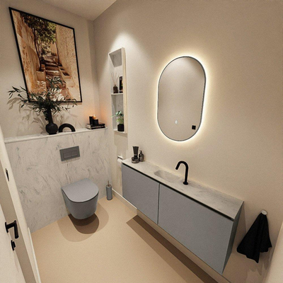 MONDIAZ TURE-DLUX 120cm toiletmeubel Smoke. EDEN wastafel Opalo positie midden. Met 1 kraangat.