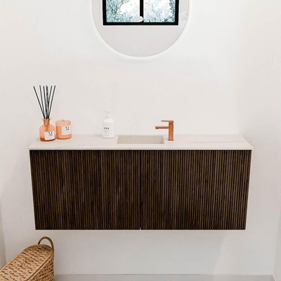 Mondiaz JOYA-DLUX 100cm toiletmeubel - kleur Walnut - Wastafel FAYE positie Midden 1 kraangat kleur Meli.