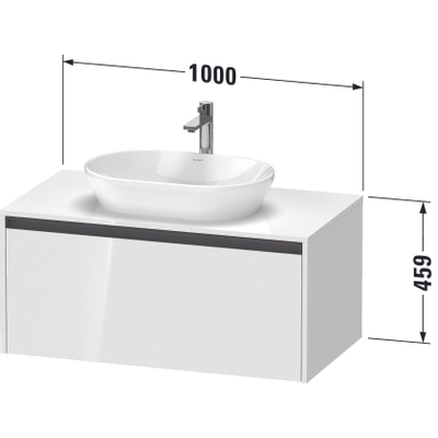 Duravit Ketho 2 wastafelonderbouwkast incl. consoleplaat met 1 lade 100x55x45.9cm met handgreep antraciet grafiet mat