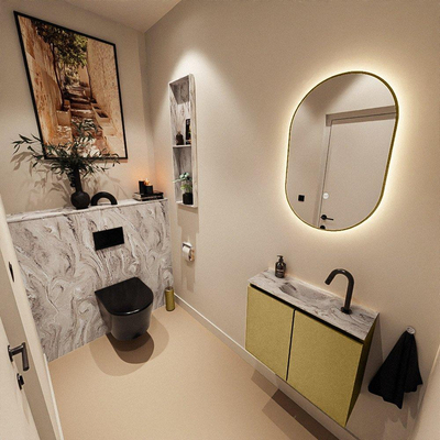 MONDIAZ TURE-DLUX Meuble de toilettes 60 cm Oro. Lavabo EDEN Glace position centrale. Avec 1 trou de robinet.