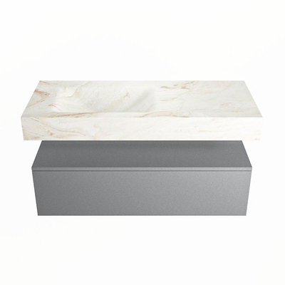 MONDIAZ ALAN - DLUX Ensemble meuble de salle de bains - 110cm - sous-meuble - Plata - 1 tiroir - lavabo suspendu - vasque à gauche - 0 trous de robinet - Frappe