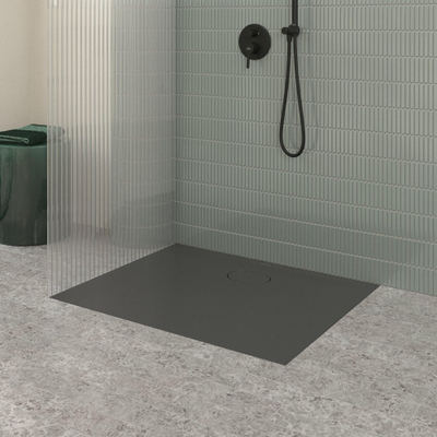Villeroy & Boch Ecora douchebak - 100x80x3.5cm - afvoer lange zijde - anthracite (antraciet)