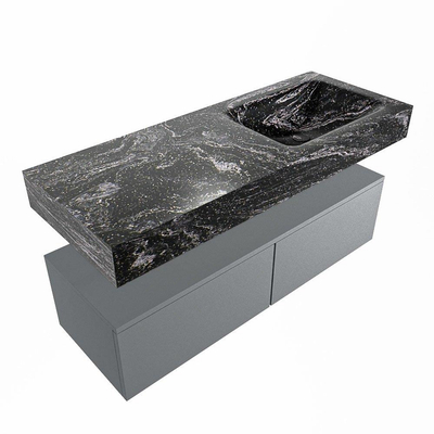 Mondiaz ALAN-DLUX Ensemble de meuble - 120cm - meuble Plata mat - 2 tiroirs - Lavabo Cloud Lava suspendu - vasque Droite - 1 trou de robinet