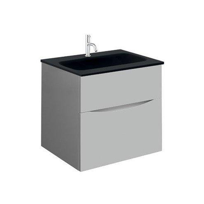 Crosswater Glide II ensemble de meubles de salle de bain - 50x45x52cm - 2 tiroirs lavabo sans poignée trou de robinet - noir storm grey
