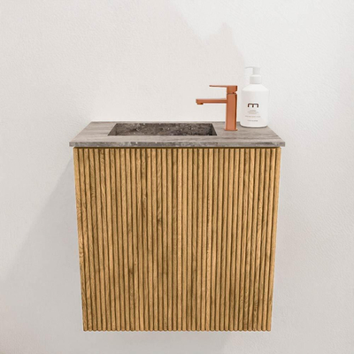 Mondiaz JOYA-DLUX 40cm toiletmeubel - kleur Oak - Wastafel FAYE positie Links 1 kraangat kleur Oza.
