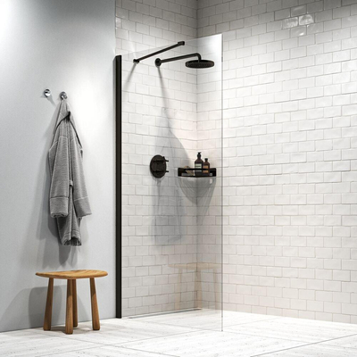 Sealskin Hooked Paroi de douche à l"italienne type A3 75x200cm 6mm verre de sécurité clair avec traitement anticalcaire Noir mat