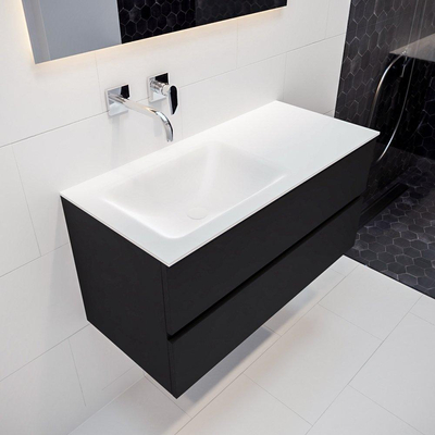 Mondiaz VICA Ensemble de meuble de salle de bain - 100cm - meuble sous-vasque urbain - 2 tiroirs - lavabo nuage gauche - sans trou de robinet version XL 60cm de haut