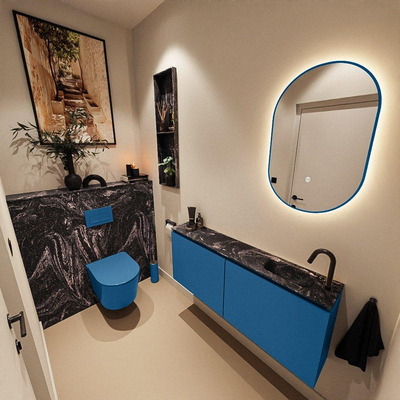 MONDIAZ TURE-DLUX 120cm toiletmeubel Jeans. EDEN wastafel Lava positie rechts. Met 1 kraangat.