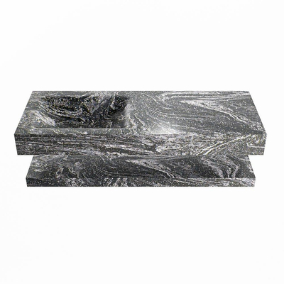 MONDIAZ ALAN - DLUX Badkamermeubelset - 120cm - planchet - Lava - vrijhangende wastafel - wasbak links - 1 kraangat - Lava