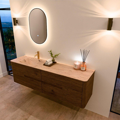 Mondiaz CIRO-DLUX Badkamermeubelset - 170x45x50cm - Solid surface wastafel Arena - 1 wasbak Links - 1 kraangat - 4 lades - Dusk