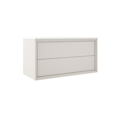 Saniclass Prime Core Badkamermeubelset - 100x55x46cm - 2 lades - met wastafelblad - zonder kraangat - waskom 50cm - natuursteen donker - mat cotton (beige) SHOWROOMMODEL