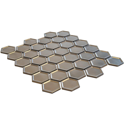 The Mosaic Factory Barcelona Carrelage mosaïque hexagonal 28.1x32.5cm pour le mur et pour l'intérieur et l'extérieur résistant au gel Bronze métallique avec bord par pièce