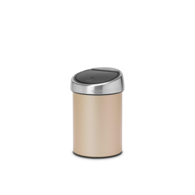 Brabantia Touch Bin Wandafvalemmer - 3 liter - kunststof binnenemmer - metallic gold/matt Steel
