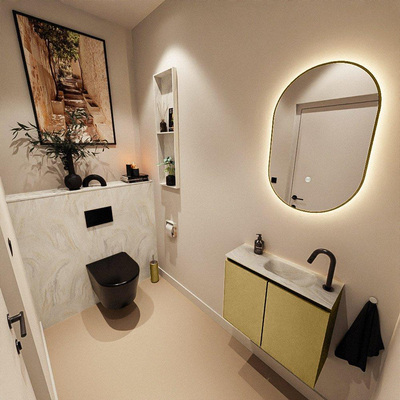 MONDIAZ TURE-DLUX Meuble toilette - 60cm - Oro - EDEN - vasque Ostra - position droite - 1 trou de robinet