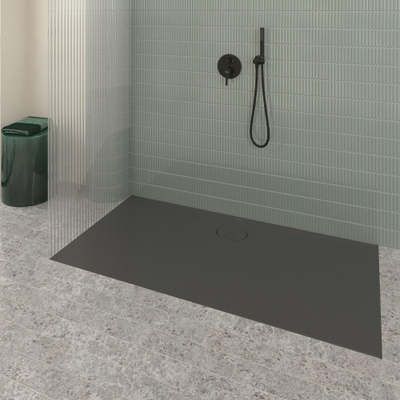 Villeroy & Boch Ecora douchebak - 160x80x3.5cm - afvoer lange zijde - anthracite (antraciet)