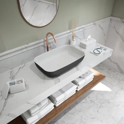 Ideavit Solidpool waskom - 55x55x13cm - Solid surface - Rechthoek - Mat Zwart